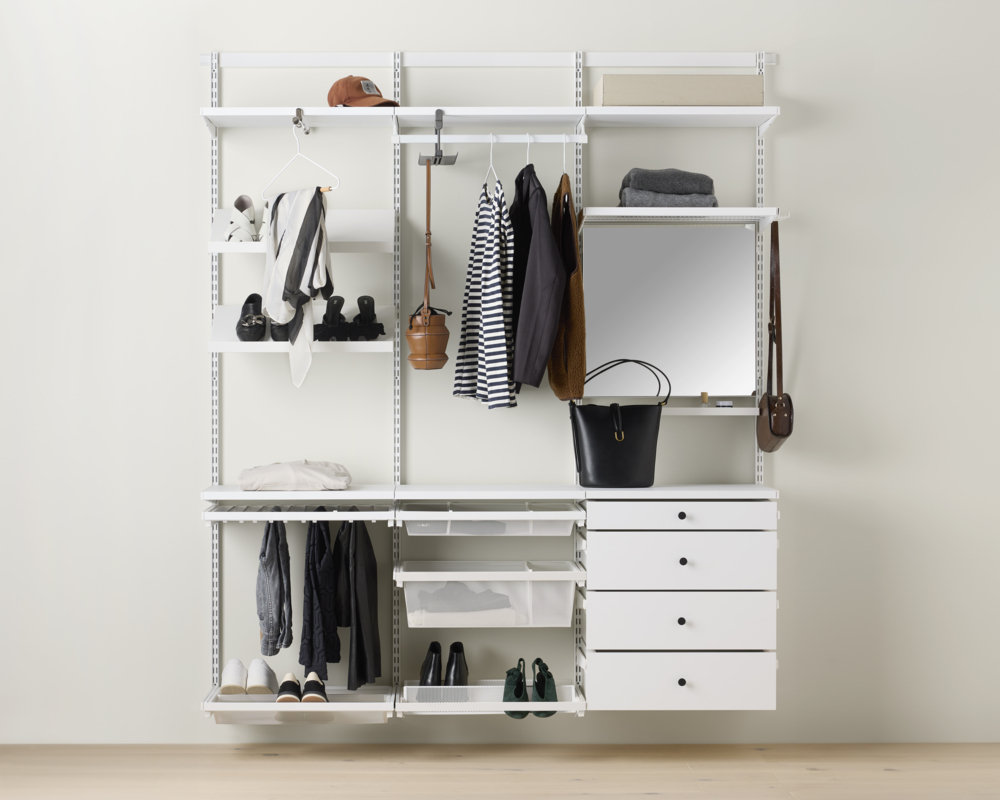 Closet, premium full-featured, Décor+ W: 180, Matte white/White