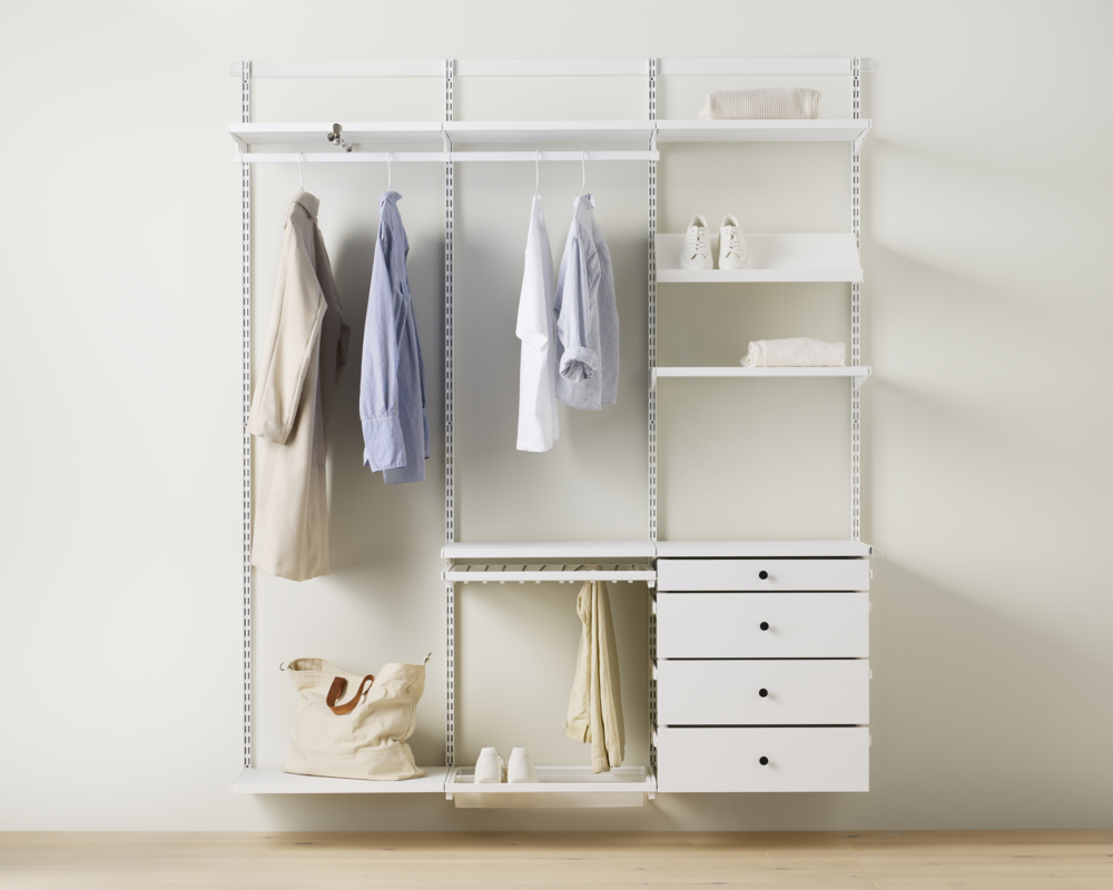 Closet, premium with drawers, Décor+ W: 180, Matte white/White