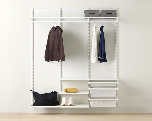 Closet, basic with mesh drawers, Décor+ W: 180, Matte white/White