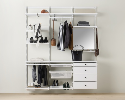 Closet, premium full-featured, Décor+ W: 180, Matte white/White