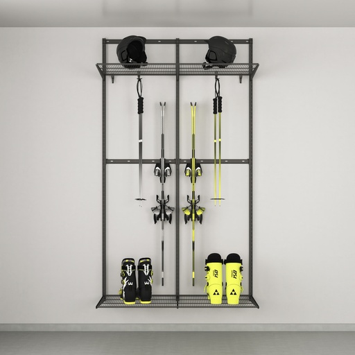 Ski storage solution with hooks and shelves, Garage+ W: 120, Matte grey