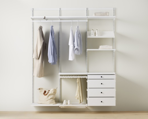 Closet, premium with drawers, Décor+ W: 180, Matte white/White